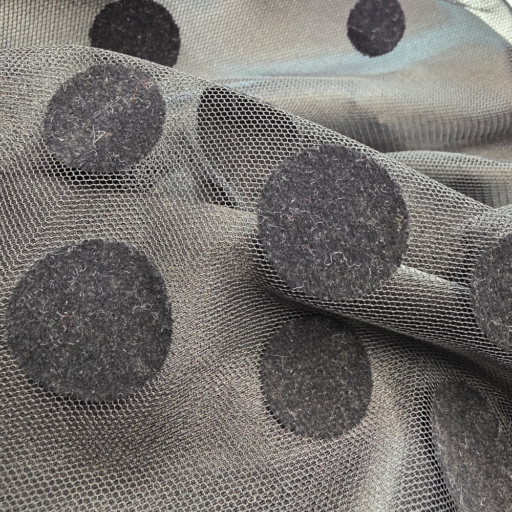 Adrianna Papell Evening Essentials Black Sheer Polka Dot A-Line Skirt Ce-2681 - Picture 9 of 9